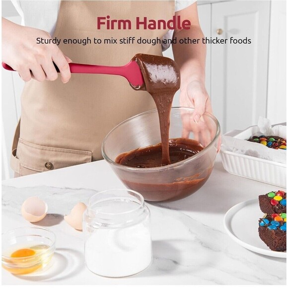 2pc Set-Red Flat Spatula,Black Spoon Spatula: 11.38in 600ºF Heat Resista… - Picture 6 of 11